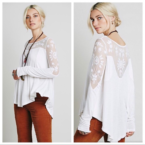 Free People Tops - Free People Ivory Boho Lace Top XS